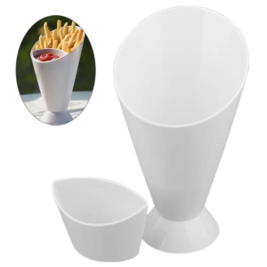 Fries Shelf Holder Assorted Sauce Chips Dip Snack Cone Stand Plastic Dip Cup Two Cup-Mouth Tableware Tray Container Kitchen Tool