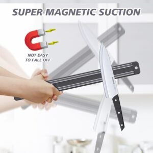Magnetic Knife Strip With Knife Set, 6 Piece Knife Set With Knife Holder, Kitchen Knife Set With Magnetic Knife Block, 13.2inch Multipurpose Magnetic Knife Holder For Wall