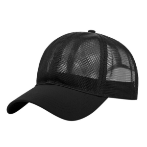 Adjustable Black Sun Hat for Men and Women - Breathable Mesh Snapback Cap for Summer Fashion and Fishing