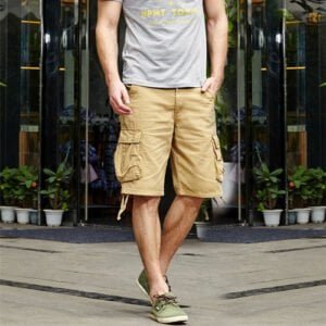 2022 Summer Men's Baggy Multi Pocket Military Cargo Shorts Male Cotton