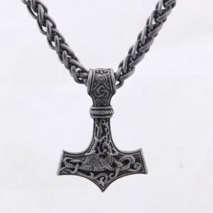 Nordic Viking Thor's Hammer Mjolnir Pendant - Handcrafted Norse Amulet for Men and Women