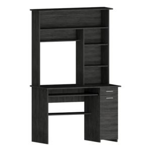 Modern Computer Desk with Multiple Shelves and Smokey Oak Finish - Acequia Collection