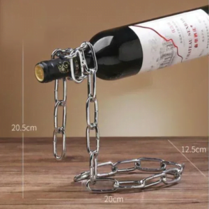 Unique Magical Iron Chain Wine Rack - One Bottle Display Stand for Kitchen, Dining Room, Cellar & Bar Decoration