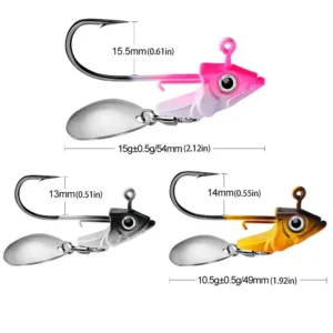 5Pcs Fishing Jig Heads Swimbait Underspin Jig Heads Hooks 1/ Spinner Blade for Bass Trout Salmon Saltwater Freshwater