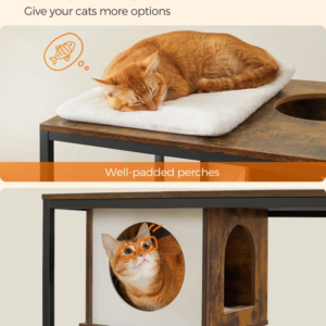 Kimmel 58" Cat Condo with Litter Box Enclosure and Elevated Bowls