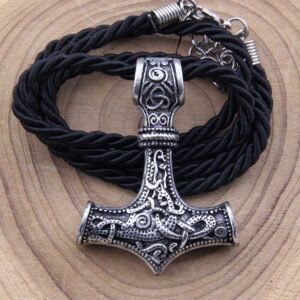 Nordic Viking Thor's Hammer Mjolnir Pendant - Handcrafted Norse Amulet for Men and Women