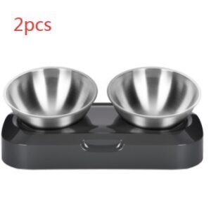 Premium Stainless Steel Pet Double Bowl - Durable and Stylish Feeding Solution for Pets