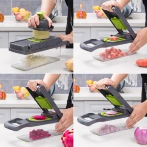 12-in-1 Manual Vegetable Chopper: Kitchen Gadgets for Easy Food Prep - Onion Cutter, Slicer & More!