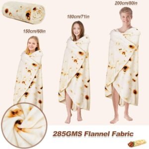 RAINBEAN 71IN Burritos Double Sided Blankets Adult Size, Tortilla Blanket For Kids, Cool Stuff Gifts For Man And Boys, Novelty Food Wrap Blanket, Taco Blankets For Birthday Gifts White Elephant