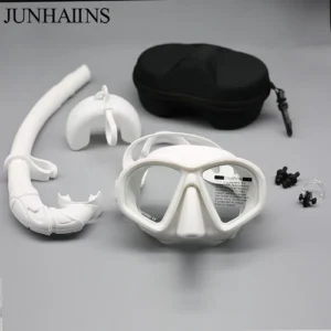 JUNHAIINS Tempered Glass Freediving Mask Snorkeling Set Foldable