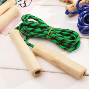 Colorful Braided Kids Skipping Rope with Wooden Handles - Perfect for Students and Men