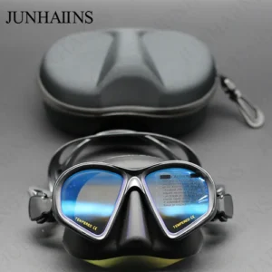 JUNHAIINS Tempered Glass Freediving Mask Snorkeling Set Foldable