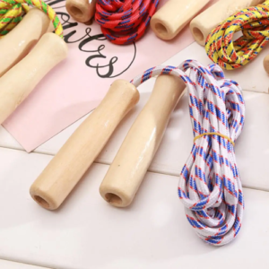 Colorful Braided Kids Skipping Rope with Wooden Handles - Perfect for Students and Men