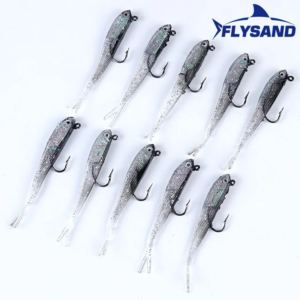 10Pcs Fishing Soft Lure Silicone Fishing Fish Lures Baits Minnow Lure Crank Bait 7.5Cm/6.5G with Hook Tackle Accessories
