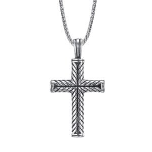 Stylish Men's Stainless Steel Casting Cross Pendant Necklace - Durable and Fashionable Jewelry for Men