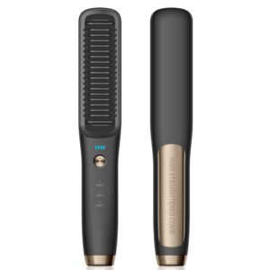 Wireless Rechargeable Cordless Hair Straightener Brush - Portable Styling Tool for Smooth, Frizz-Free Hair