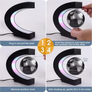 Magnetic Levitating Globe With LED Light - For Kids Adults Learning - 3.5 Inch Floating Globe Decor, Perfect Cool Gift In Office Home