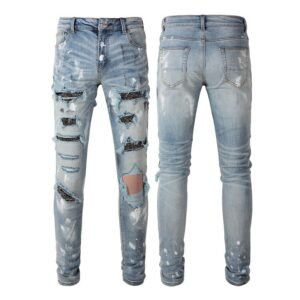 Vintage Stretch Retro Ripped Diamond Jeans: Stylish and Comfortable Denim for Men and Women