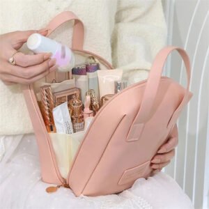 Shell Shape Waterproof PU Leather Cosmetic Bag - Multifunction Makeup Pouch for Travel