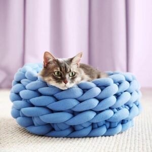 Soft Long Plush Cat House Cushion: Cozy Round Bed for Cats - Warm, Cute, and Comfortable Pet Mat for Sleeping - Fluffy Touch Kennel Basket - Pet Products for Cats