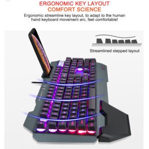 Ultimate Gaming Keyboard with RGB Backlight and Phone Holder - Ergonomic Design for Enhanced Gameplay