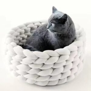 Soft Long Plush Cat House Cushion: Cozy Round Bed for Cats - Warm, Cute, and Comfortable Pet Mat for Sleeping - Fluffy Touch Kennel Basket - Pet Products for Cats