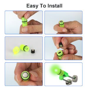 10x LED Night Fishing Bait Bite Alarm Twin Bells Light Rod Tip Clip Alert Ring - Illuminate Your Fishing Experience!