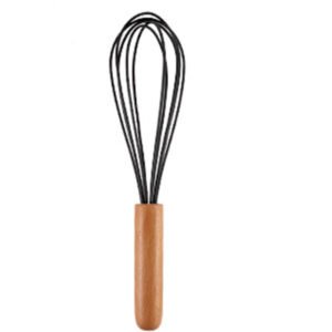 10 Inch Wooden Handle Egg Beater Mixer with Silicone Wire - Beech Handle