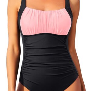 Sexy Square Neck One-piece Bikini Summer New Solid Color Pleated Design Swimsuit Beach Vacation Womens Clothing