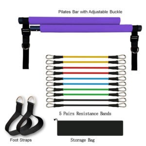 Portable Gym Accessories: Fitness Yoga Pilates Bar & Resistance Bands for Home Workout