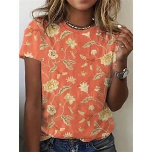 Floral Print Short Sleeve Women's T-shirt Top - Stylish & Comfortable