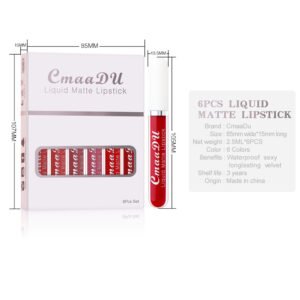 6 Boxes Matte Non-Stick Cup Waterproof Long Lasting Lip Gloss Set