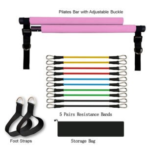 Portable Gym Accessories: Fitness Yoga Pilates Bar & Resistance Bands for Home Workout