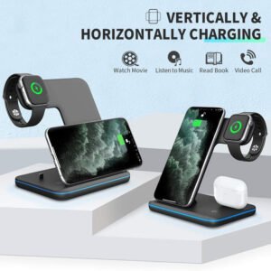 3-in-1 Wireless Charger Stand for Compatible Mobile Phone Watch Earphone - Wireless Charger Stand