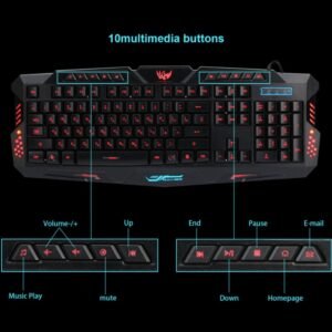 J10 tricolor backlight wired gaming keyboard set colorful luminous gaming mouse keyboard Russian keyboard