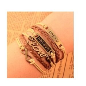 Retro LOVE dream 8 word faith fashion bright leather rope hand-woven multi-layer hand